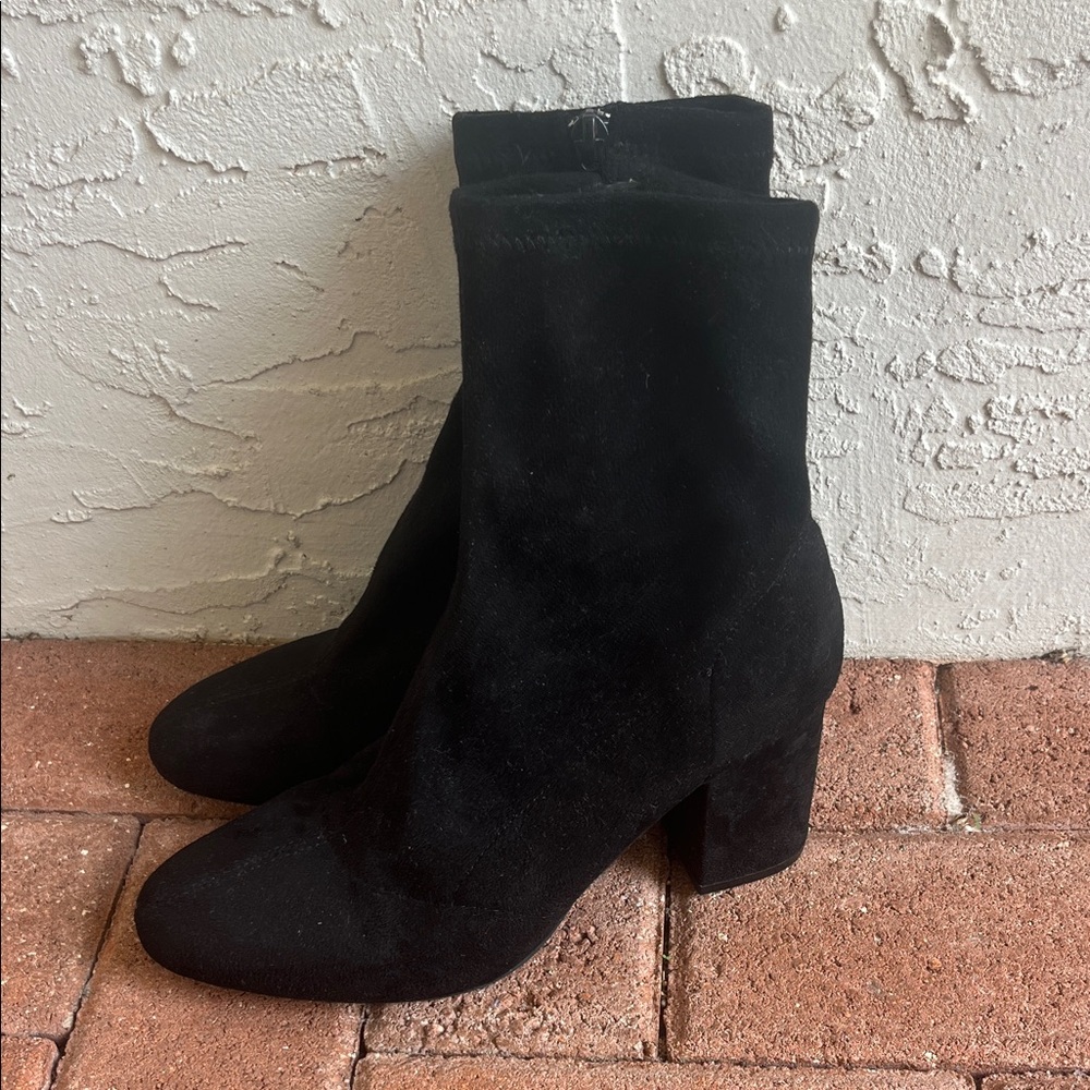 Wild Diva Suede Black Heeled Boots - Picture 1 of 6